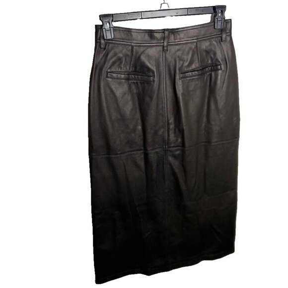 Madewell Womens $498 Leather Midi Skirt Black Size 14 NN408 - Picture 7 of 11
